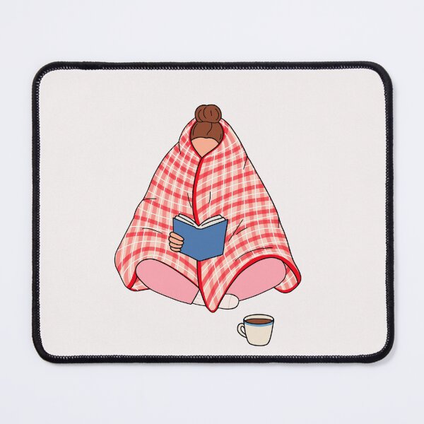 Item preview, Cozy Girl Wrapped in Plaid Blanket Holding Warm Drink Illustration. designed and sold by Shiningsticker8.