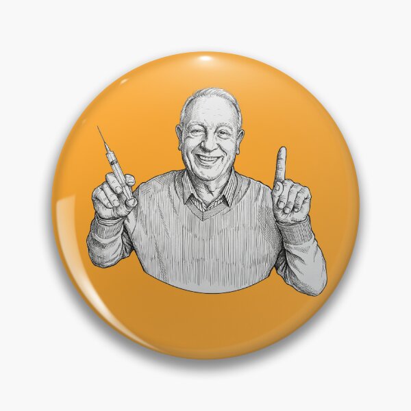 Item preview, Old Man Smiling with a Syringe designed and sold by Naux | Design & Illustration.