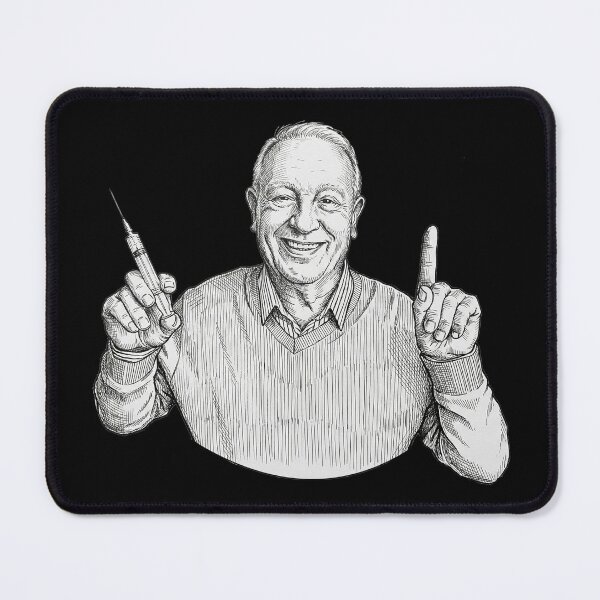 Item preview, Old Man Smiling with a Syringe designed and sold by Naux | Design & Illustration.