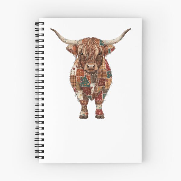 Item preview, The Patchwork Coo | Cute Highland Cow Quilted Art Style designed and sold by Loom on the Loch.