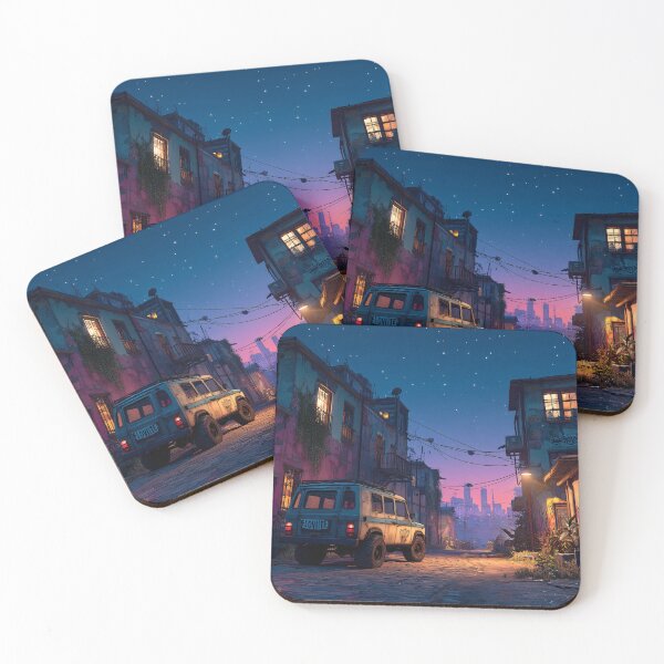 Item preview, Off-Road Jeep City Alley Twilight | Cyberpunk Adventure Urban Scene designed and sold by MetroEnvision.
