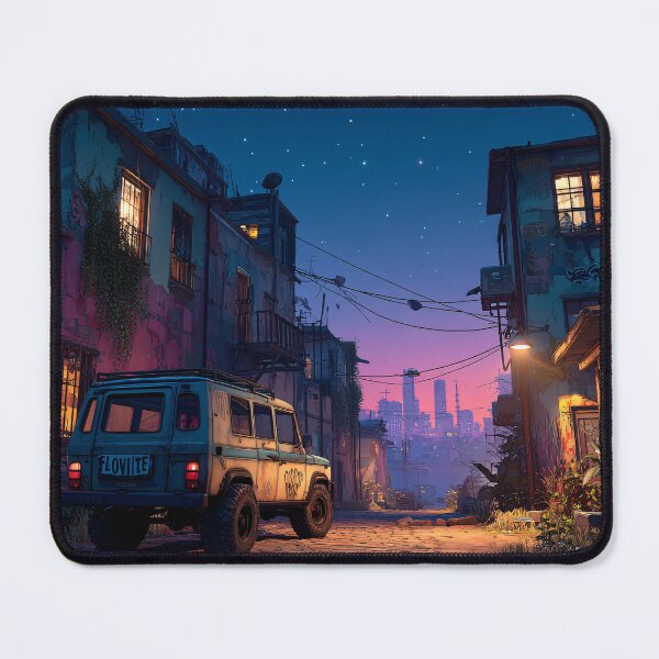 Item preview, Off-Road Jeep City Alley Twilight | Cyberpunk Adventure Urban Scene designed and sold by MetroEnvision.