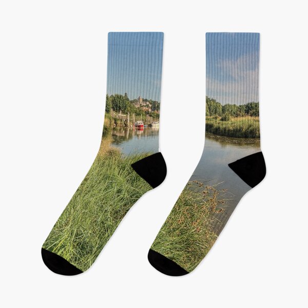 Item preview, High tide on the River Arun with Arundel Castle in the background - Arundel, West Sussex, Southern England, UK. designed and sold by HazyApplePhoto.