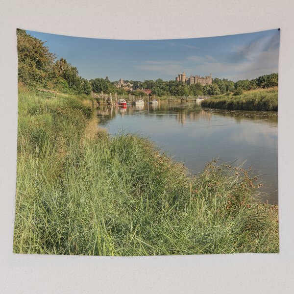 Item preview, High tide on the River Arun with Arundel Castle in the background - Arundel, West Sussex, Southern England, UK. designed and sold by HazyApplePhoto.