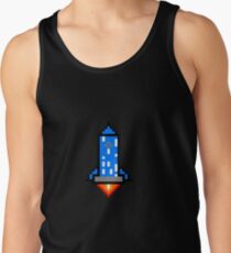 Old School Vintage Arcade Pixel Spaceship Rocket T Shirt Tank Top