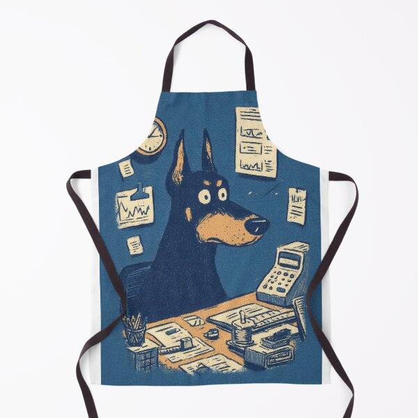 Item preview, Smart Doberman Finance Office Illustration designed and sold by Flying Doggo.