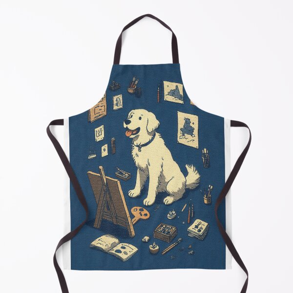 Item preview, Creative Golden Retriever Art Teacher Illustration designed and sold by Flying Doggo.