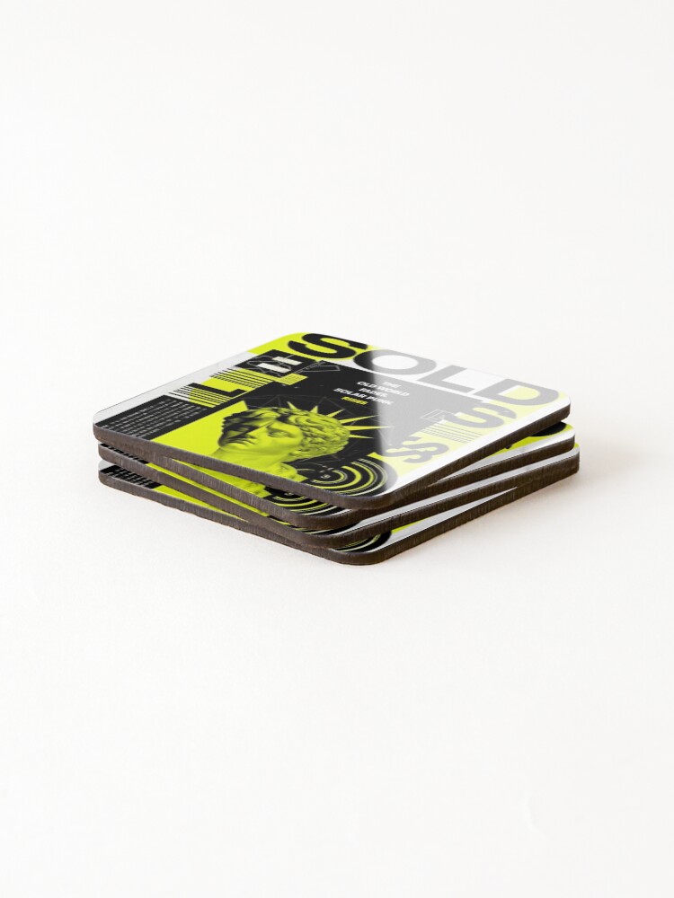 Thumbnail 4 of 5, Coasters (Set of 4), Solarpunk Poster Rising designed and sold by Raw-Ink.