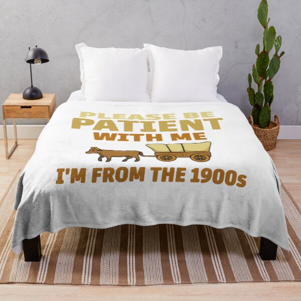 Item preview, Please Be Patient With Me I’m From the 1900s – Funny Retro Generational Humor, Vintage Ox Cart Meme Design designed and sold by BrainBubbleArt.