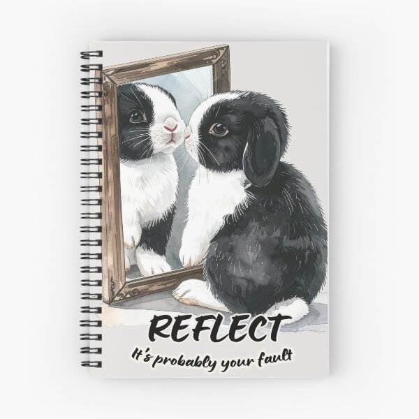 Item preview, Black and white Holland lop rabbit looking at its reflection - it's probably your fault designed and sold by LiskoDesign.