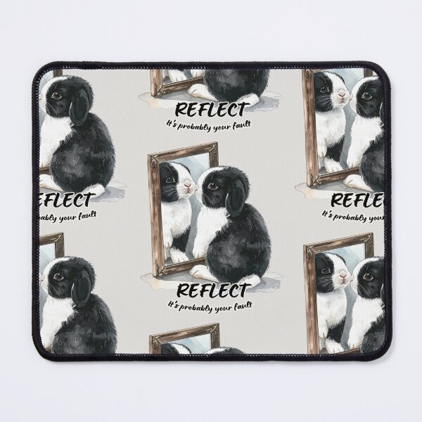 Item preview, Black and white Holland lop rabbit looking at its reflection - it's probably your fault designed and sold by LiskoDesign.