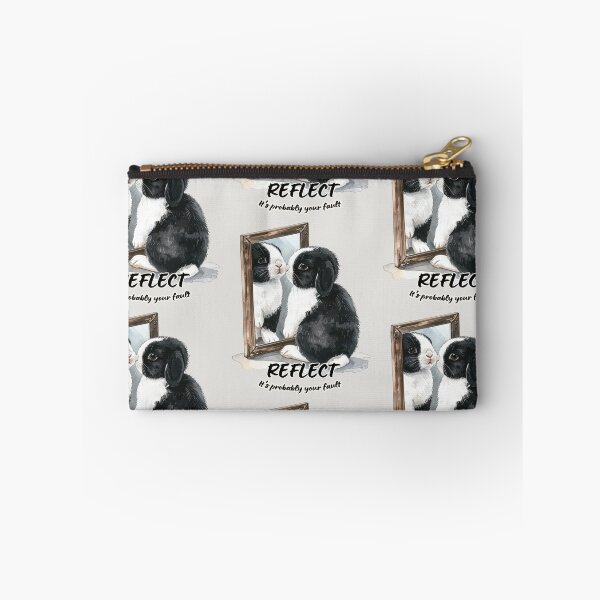 Item preview, Black and white Holland lop rabbit looking at its reflection - it's probably your fault designed and sold by LiskoDesign.