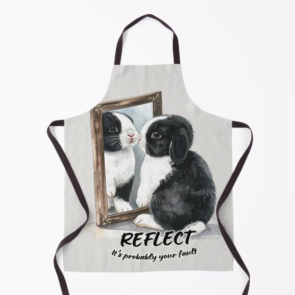 Item preview, Black and white Holland lop rabbit looking at its reflection - it's probably your fault designed and sold by LiskoDesign.