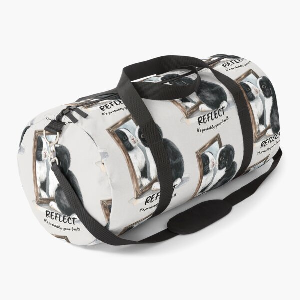 Item preview, Black and white Holland lop rabbit looking at its reflection - it's probably your fault designed and sold by LiskoDesign.