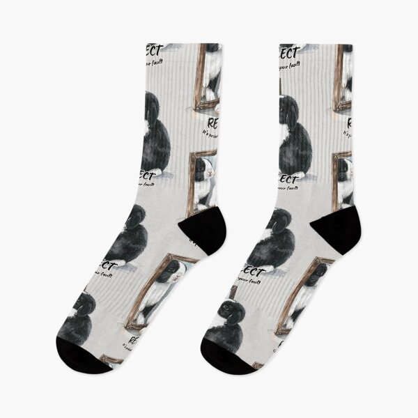 Item preview, Black and white Holland lop rabbit looking at its reflection - it's probably your fault designed and sold by LiskoDesign.