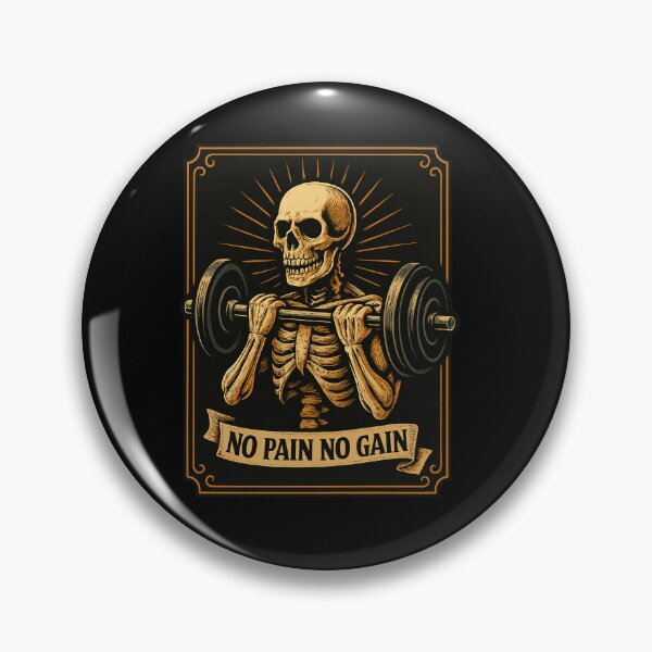 Item preview, No Pain No Gain Skeleton Gym – Vintage Weightlifting Skull Artwork designed and sold by Slaivarart.