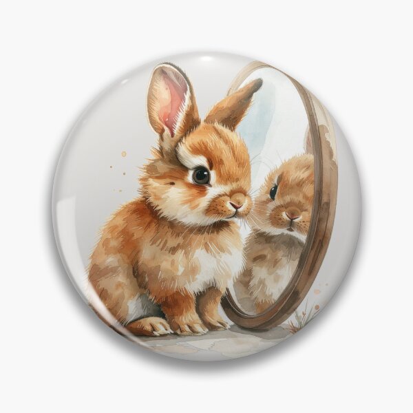 Item preview, Brown lionhead rabbit looking at its reflection designed and sold by LiskoDesign.