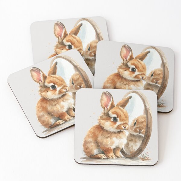 Item preview, Brown lionhead rabbit looking at its reflection designed and sold by LiskoDesign.