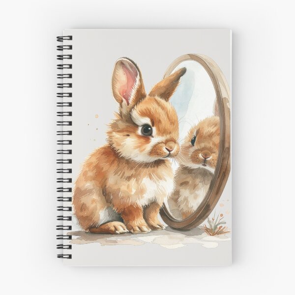 Item preview, Brown lionhead rabbit looking at its reflection designed and sold by LiskoDesign.