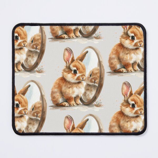Item preview, Brown lionhead rabbit looking at its reflection designed and sold by LiskoDesign.