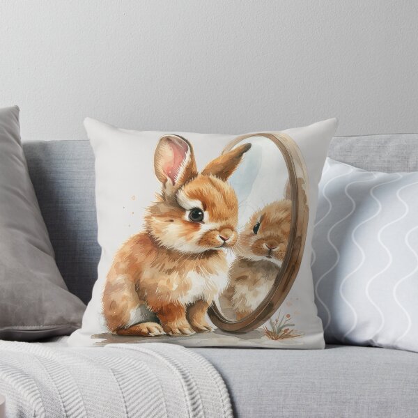 Item preview, Brown lionhead rabbit looking at its reflection designed and sold by LiskoDesign.