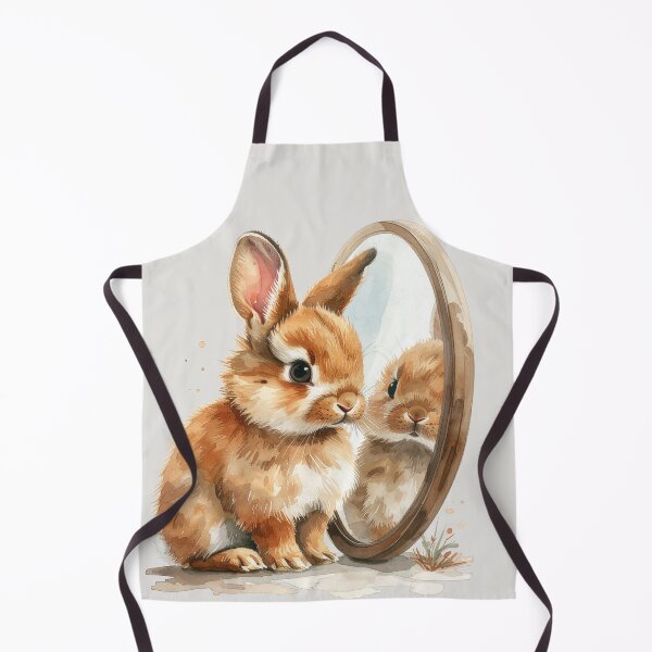 Item preview, Brown lionhead rabbit looking at its reflection designed and sold by LiskoDesign.