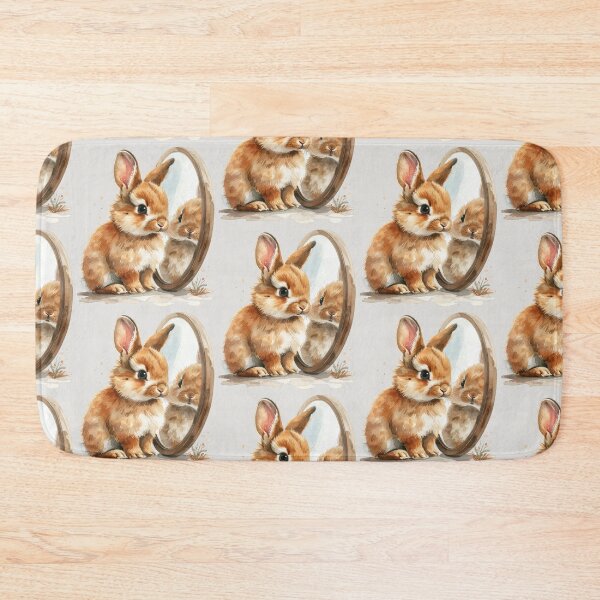 Item preview, Brown lionhead rabbit looking at its reflection designed and sold by LiskoDesign.