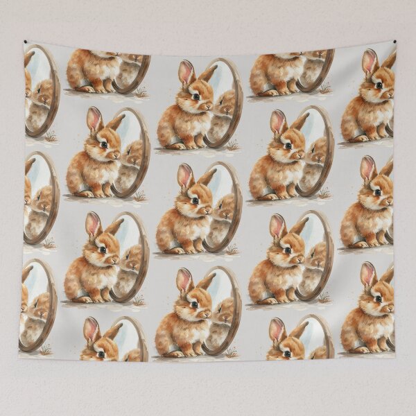 Item preview, Brown lionhead rabbit looking at its reflection designed and sold by LiskoDesign.