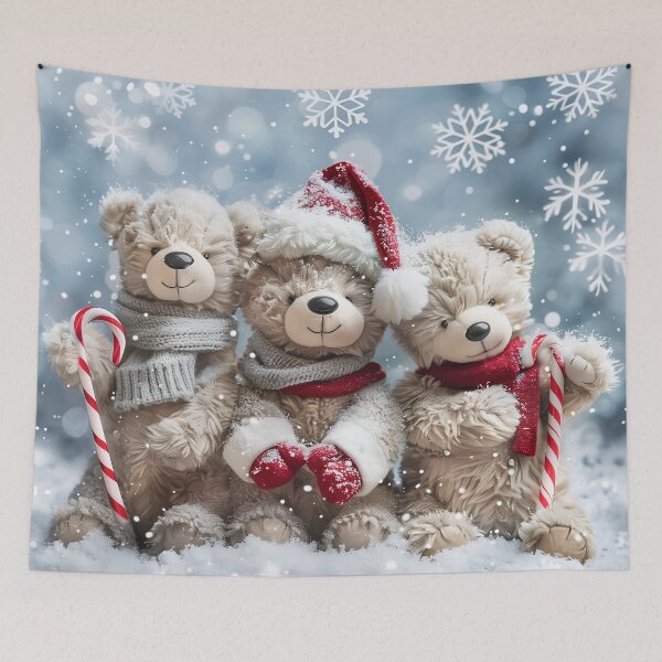 Item preview, Cute Christmas Teddy Bear Throw Blanket | Winter Bear Trio Cushion | Cozy Holiday Home Decor designed and sold by BearBrushDesign.