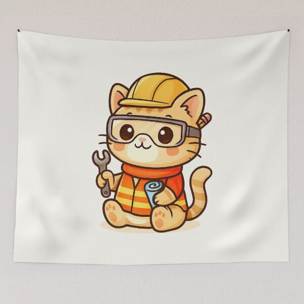 Item preview, Cartoon Cute Engineer Cat designed and sold by HoopeStylee.