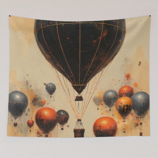 Item preview, Abstract hot air balloons in a surreal scene designed and sold by Mianku | Für das Leben.