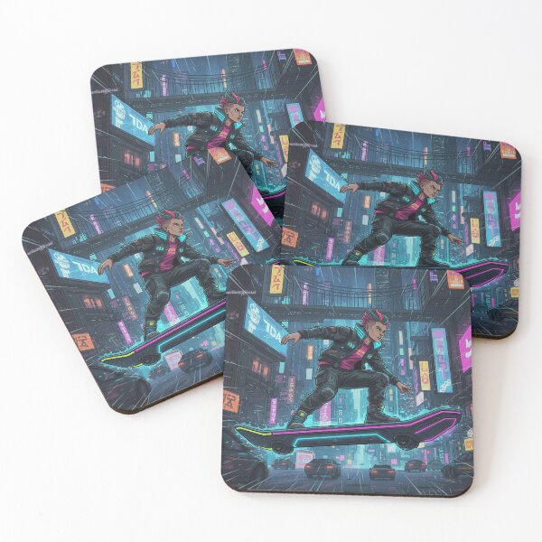 Item preview, Neon Skater in Cyberpunk Alley designed and sold by Krfto.