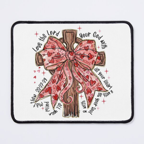 Item preview, Trendy Coquette Valentine Jesus with Bow and Bible Verse Print designed and sold by minlik.