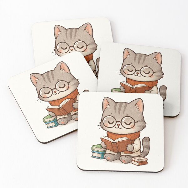 Item preview, Cozy Cute Reading Cat Cartoon designed and sold by HoopeStylee.