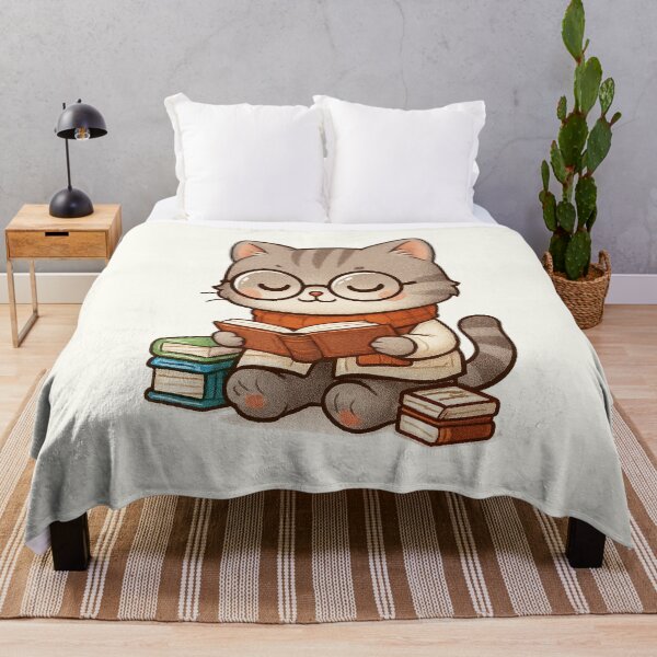 Item preview, Cozy Cute Reading Cat Cartoon designed and sold by HoopeStylee.