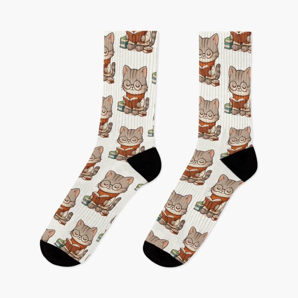 Item preview, Cozy Cute Reading Cat Cartoon designed and sold by HoopeStylee.