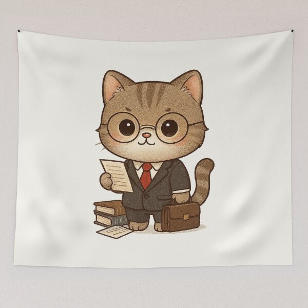 Item preview, Cute Chibi Lawyer Cat in Suit designed and sold by HoopeStylee.