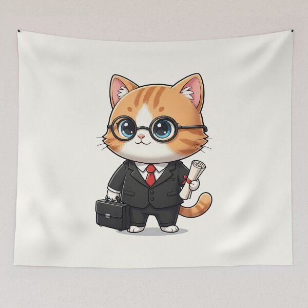 Item preview, Cute Cartoon Lawyer Cat in Suit designed and sold by HoopeStylee.