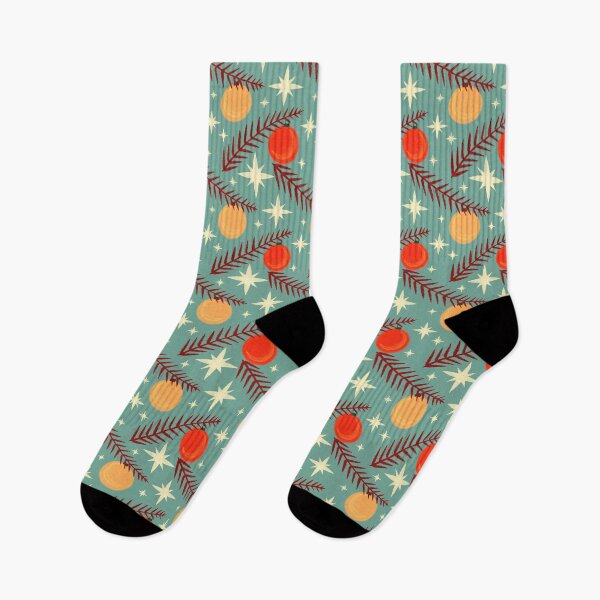 Item preview, Retro Christmas pattern (teal/red) designed and sold by Carrot Faery Art.