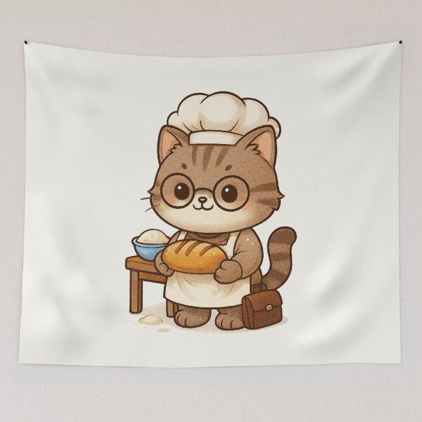 Item preview, Cute Baker Cat With Bread designed and sold by HoopeStylee.