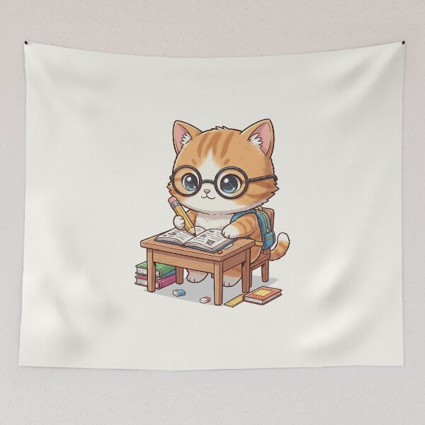 Item preview, Adorable Student Cat Studying designed and sold by HoopeStylee.