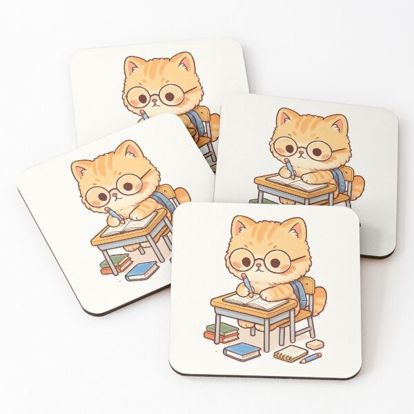 Item preview, Adorable Cartoon Student Cat Studying designed and sold by HoopeStylee.