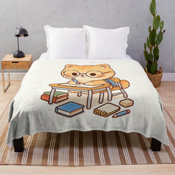 Item preview, Adorable Cartoon Student Cat Studying designed and sold by HoopeStylee.
