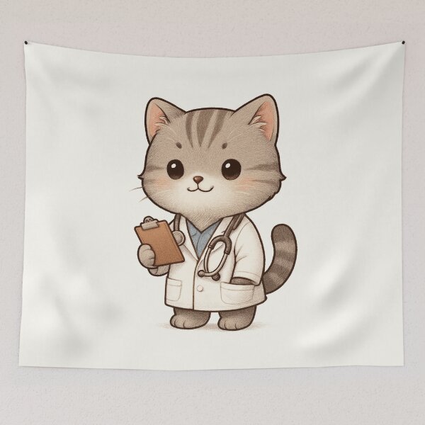Item preview, Doctor Cat Cartoon Cute designed and sold by HoopeStylee.