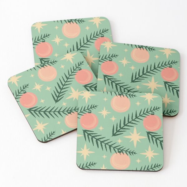Item preview, Retro Christmas pattern (mint/peach) designed and sold by Carrot Faery Art.