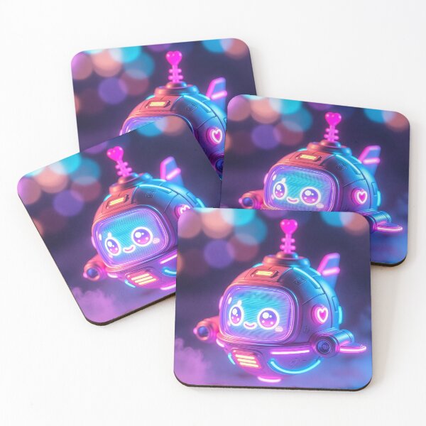 Item preview, Cyberpunk Kawaii Robot Spaceship – Neon Heart Pilot designed and sold by NordseeSteel.