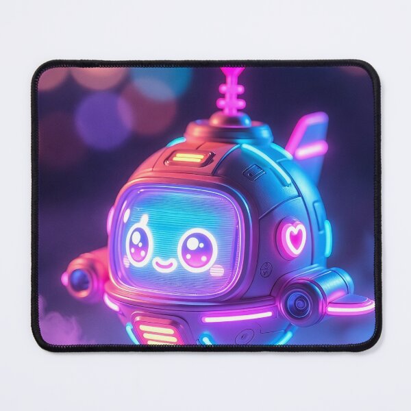 Item preview, Cyberpunk Kawaii Robot Spaceship – Neon Heart Pilot designed and sold by NordseeSteel.