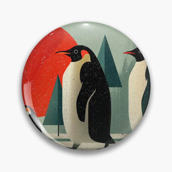 Item preview, Retro Penguin Family in Surreal Forest designed and sold by mossysparkles.