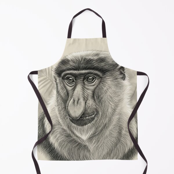 Item preview, Realistic Charcoal Sketch of Nasalis larvatus (Proboscis Monkey) - Detailed Wildlife Fine Art Drawing designed and sold by Wild-way Art.