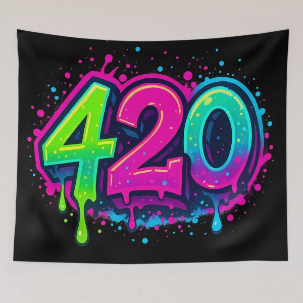 Artikelvorschau, .420 Graffiti Bomb – Neon 3D-Graffiti mit Glow und Farbspritzern entworfen und verkauft von BlueB420.